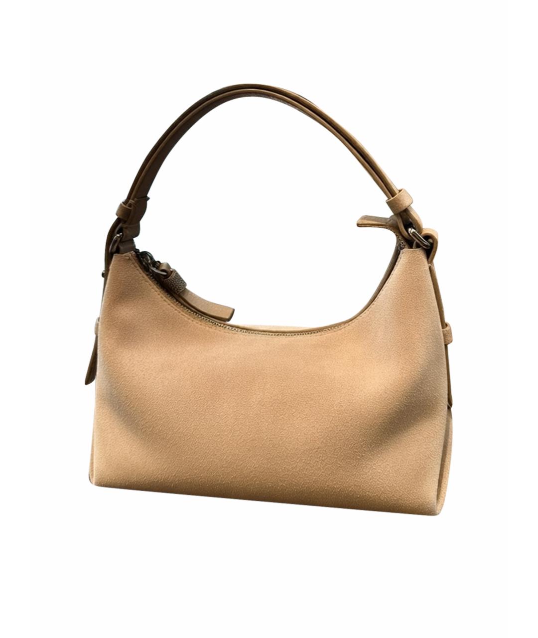 BRUNELLO CUCINELLI Бежевая замшевая сумка с короткими ручками, фото 1