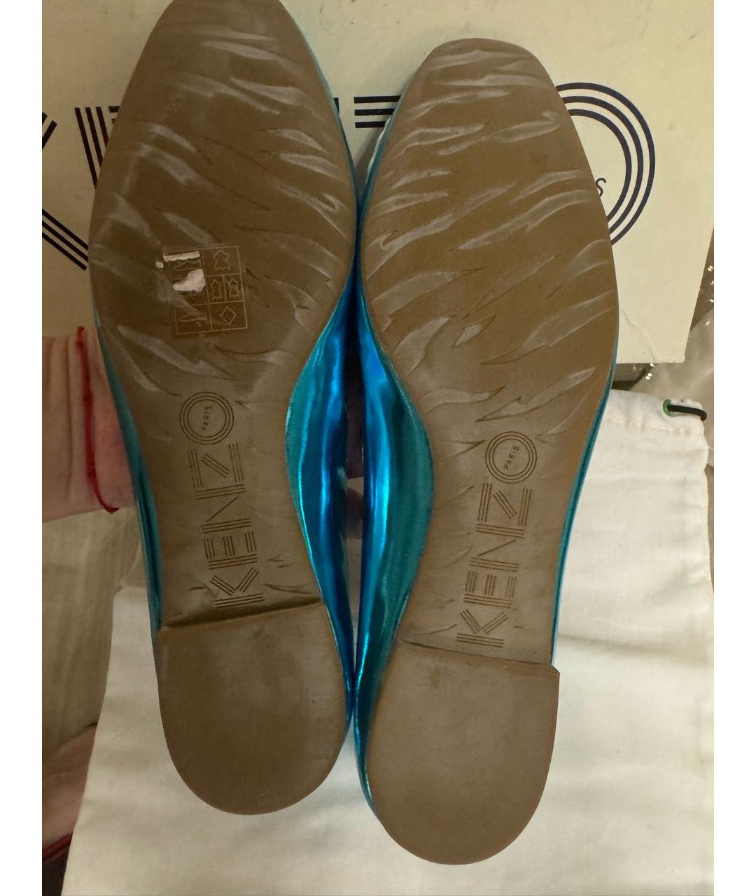 KENZO Бирюзовые балетки из лакированной кожи, фото 5