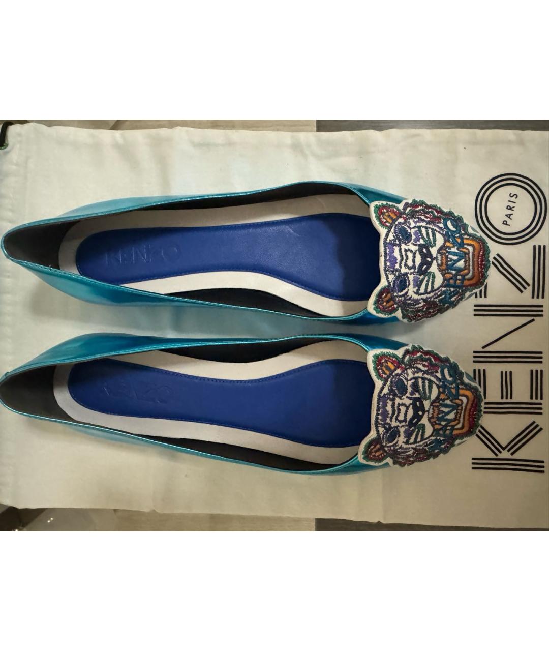 KENZO Бирюзовые балетки из лакированной кожи, фото 2