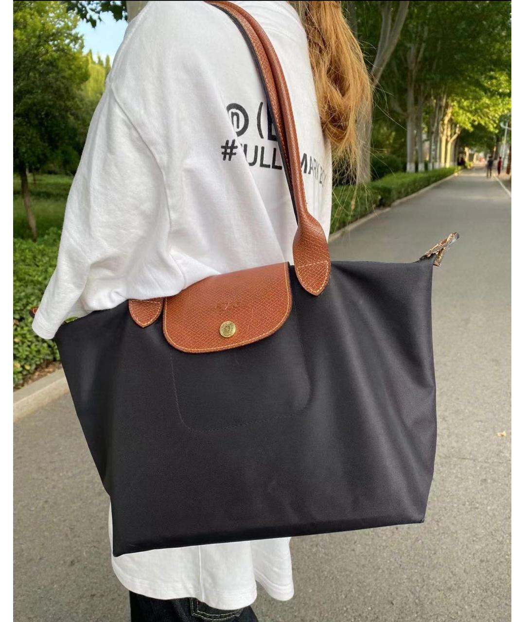 LONGCHAMP Черная тканевая сумка тоут, фото 5