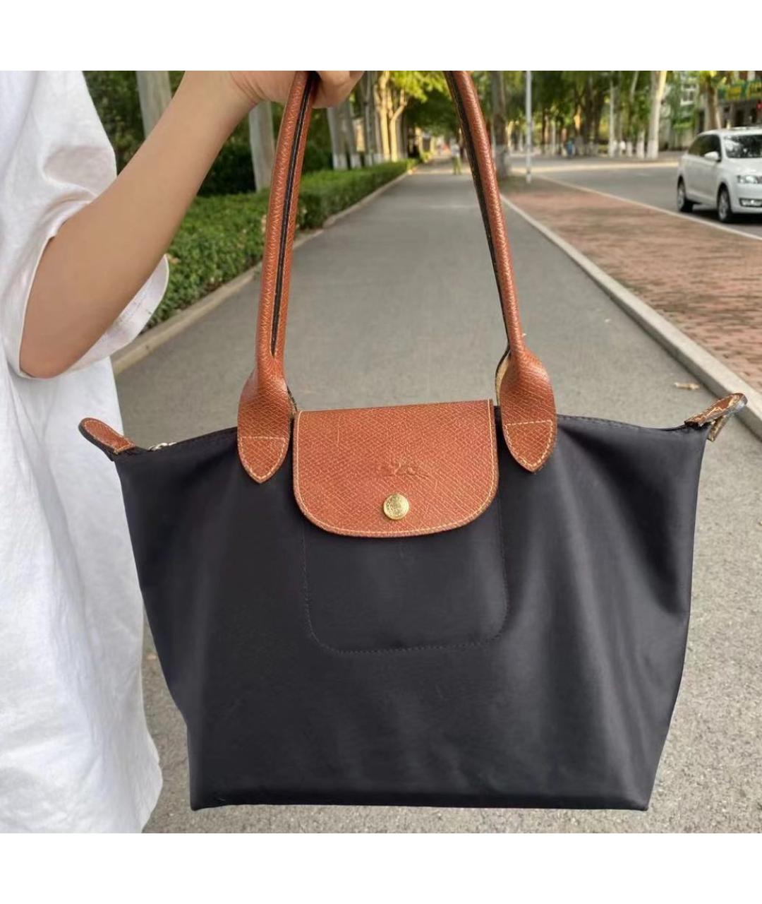 LONGCHAMP Черная тканевая сумка тоут, фото 8