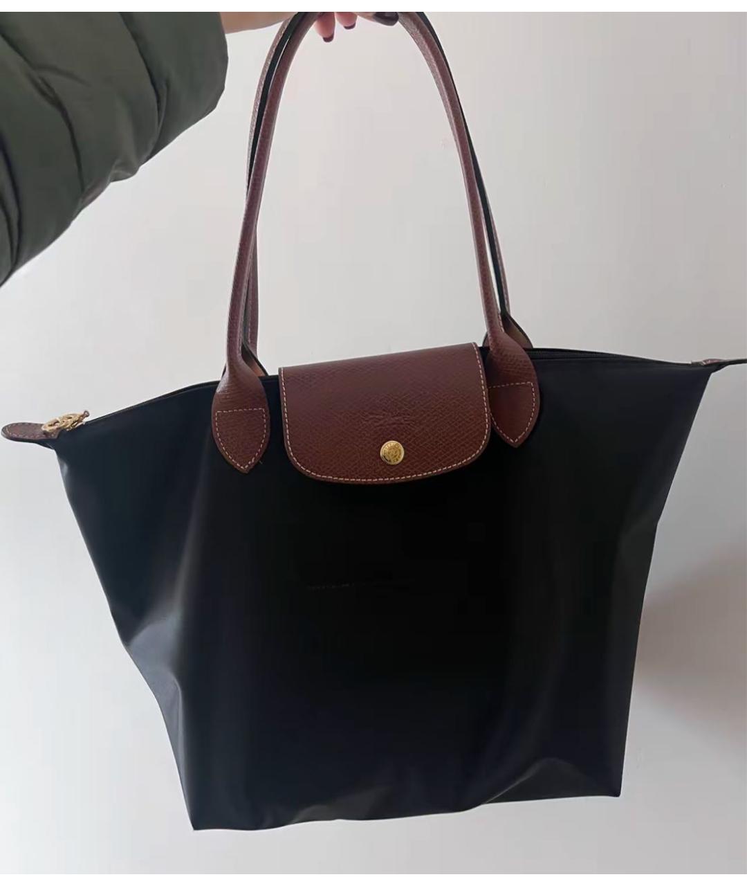 LONGCHAMP Черная тканевая сумка тоут, фото 6