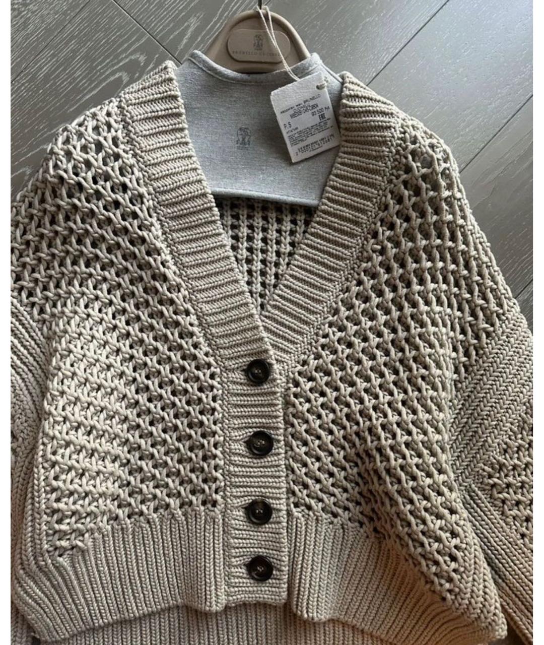BRUNELLO CUCINELLI Бежевый хлопковый джемпер / свитер, фото 5