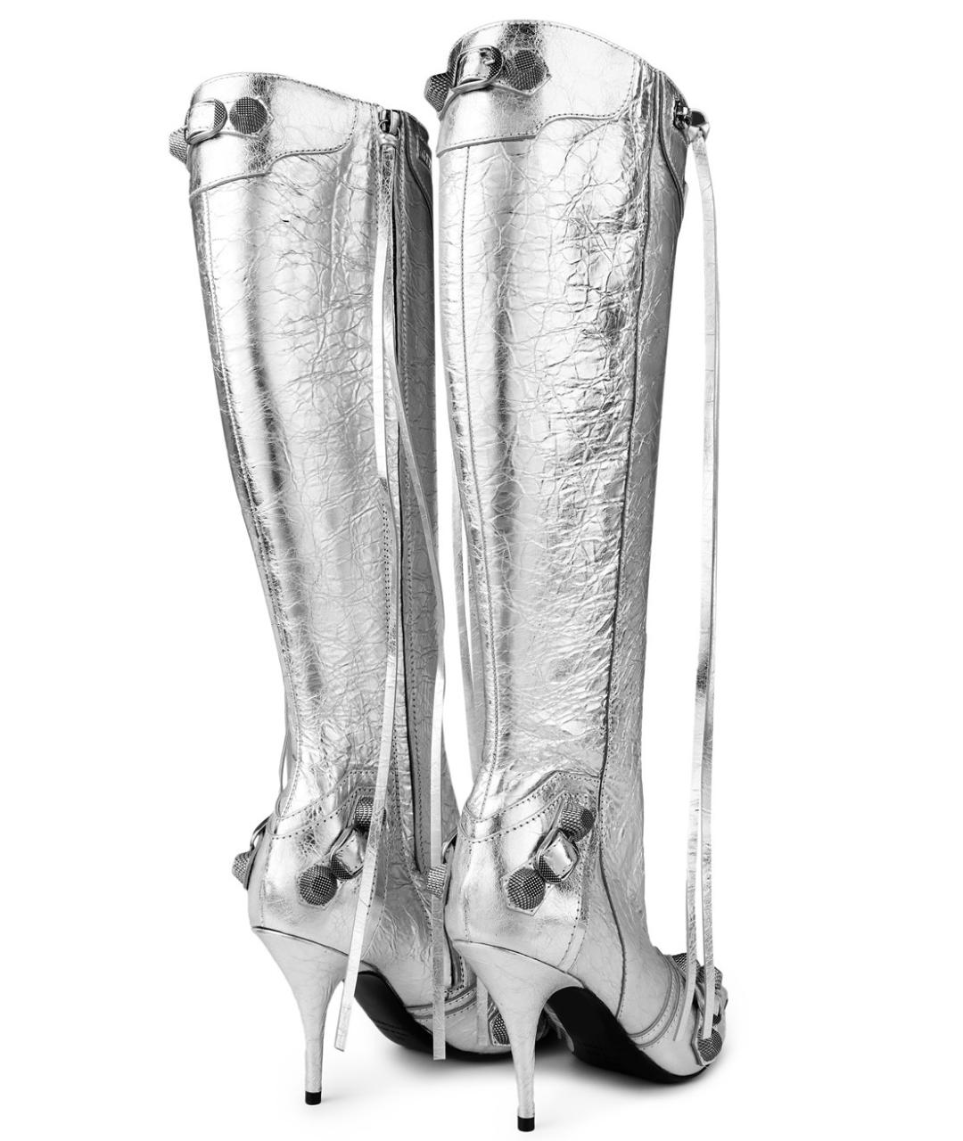 BALENCIAGA Серебряные кожаные сапоги, фото 3