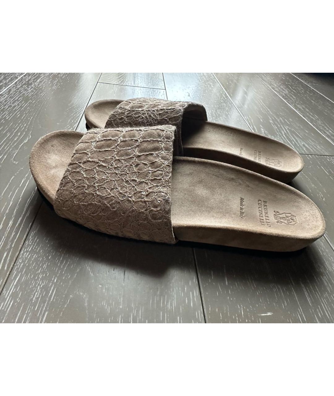 BRUNELLO CUCINELLI Бежевые замшевые сабо, фото 5