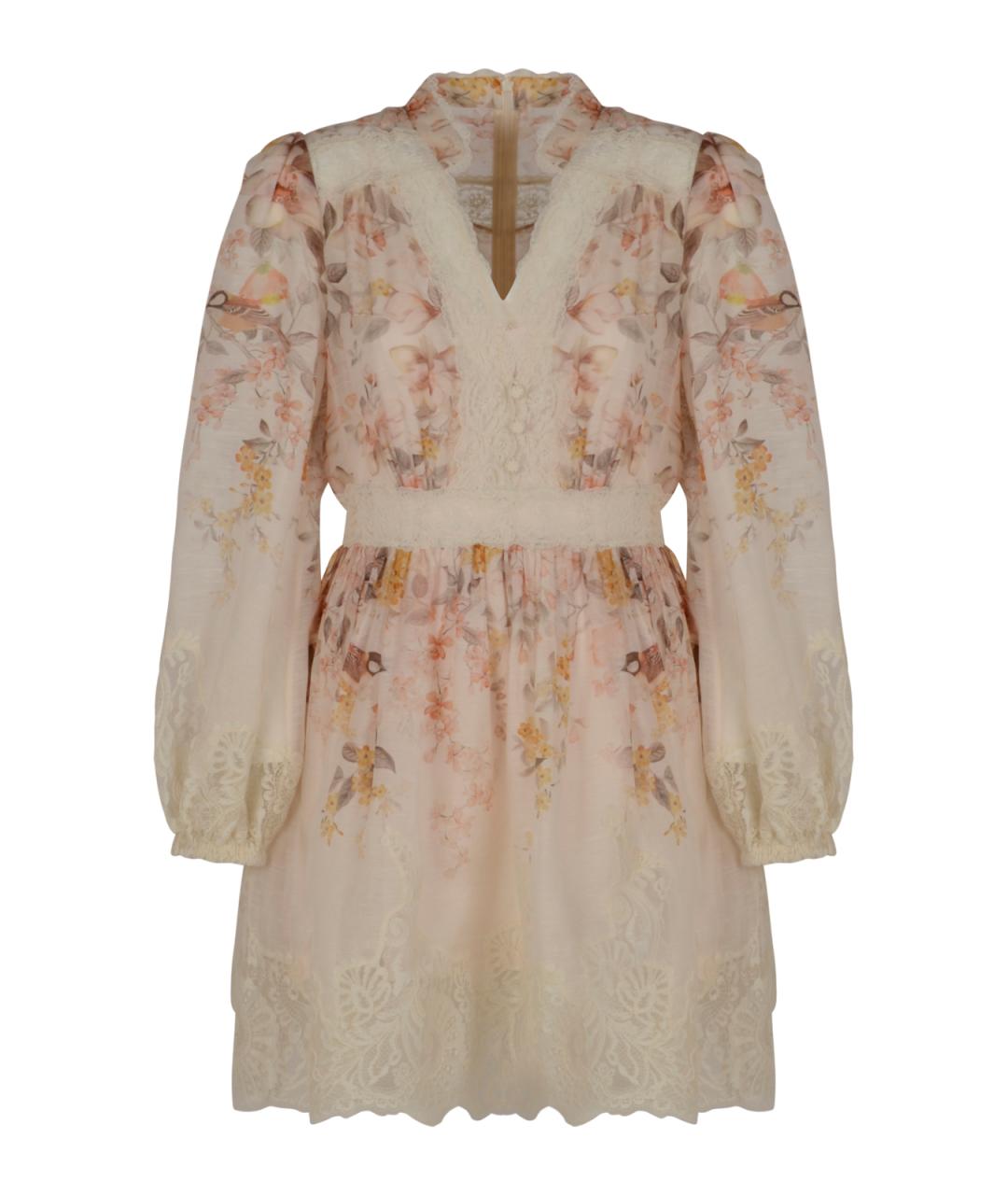 ZIMMERMANN Бежевое льняное повседневное платье, фото 1