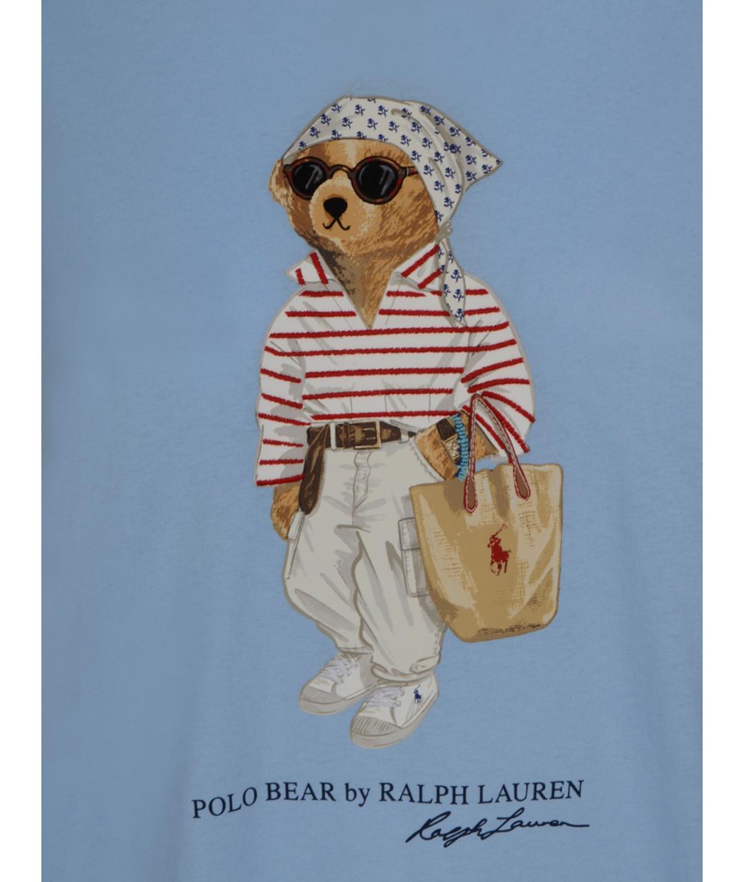 POLO RALPH LAUREN Голубая хлопковая футболка, фото 3