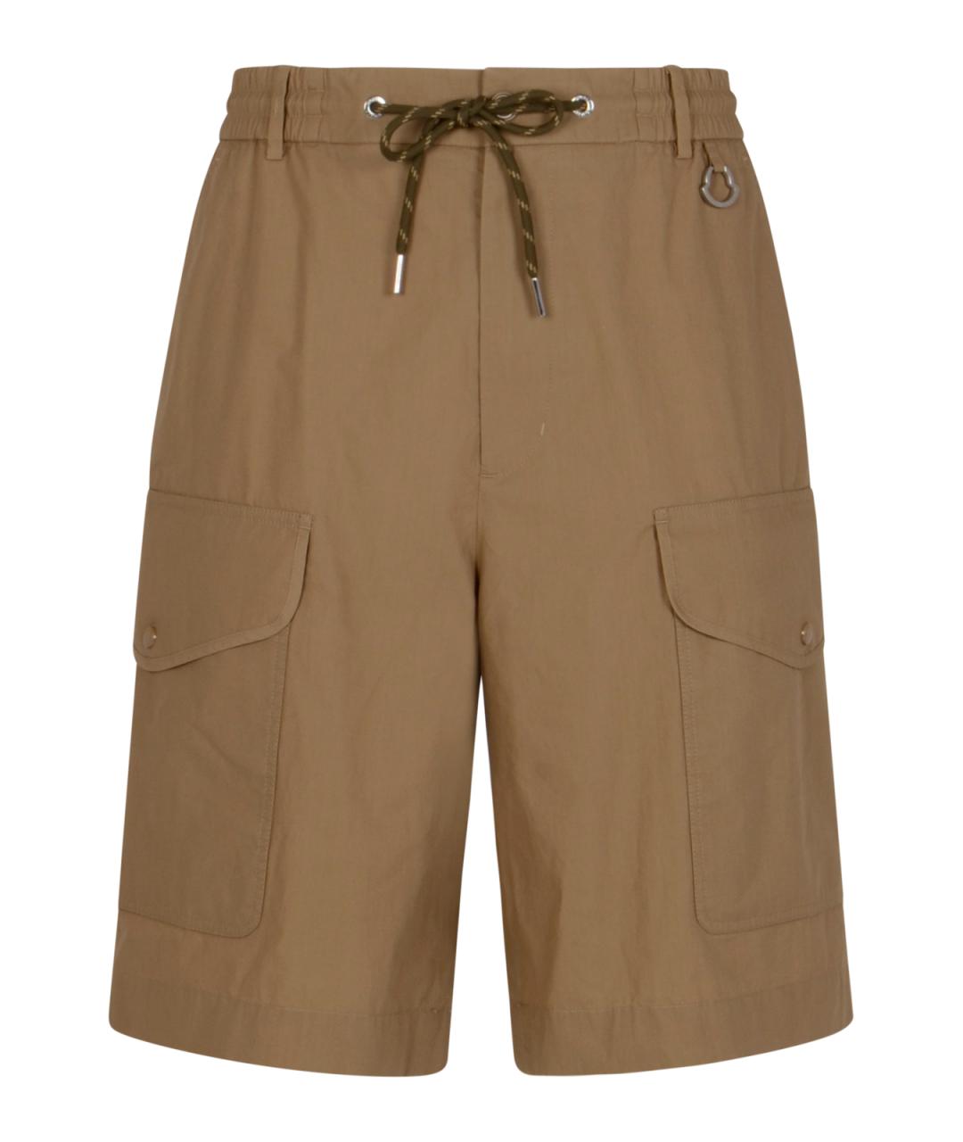MONCLER Коричневые хлопковые шорты, фото 1