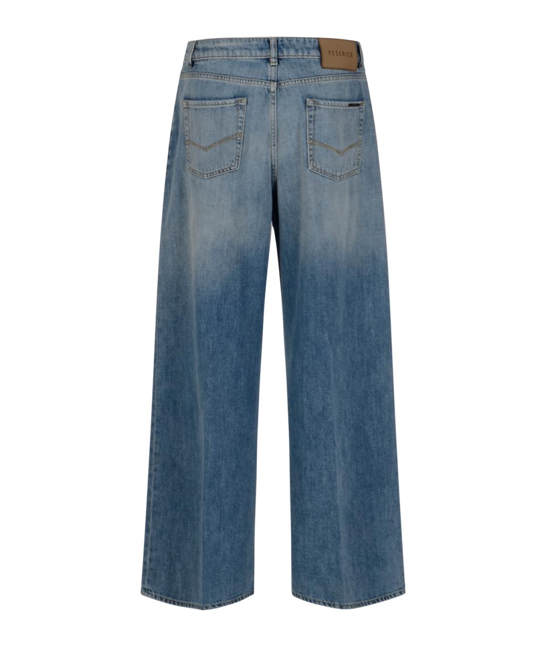 PESERICO Голубые хлопковые прямые джинсы, фото 2