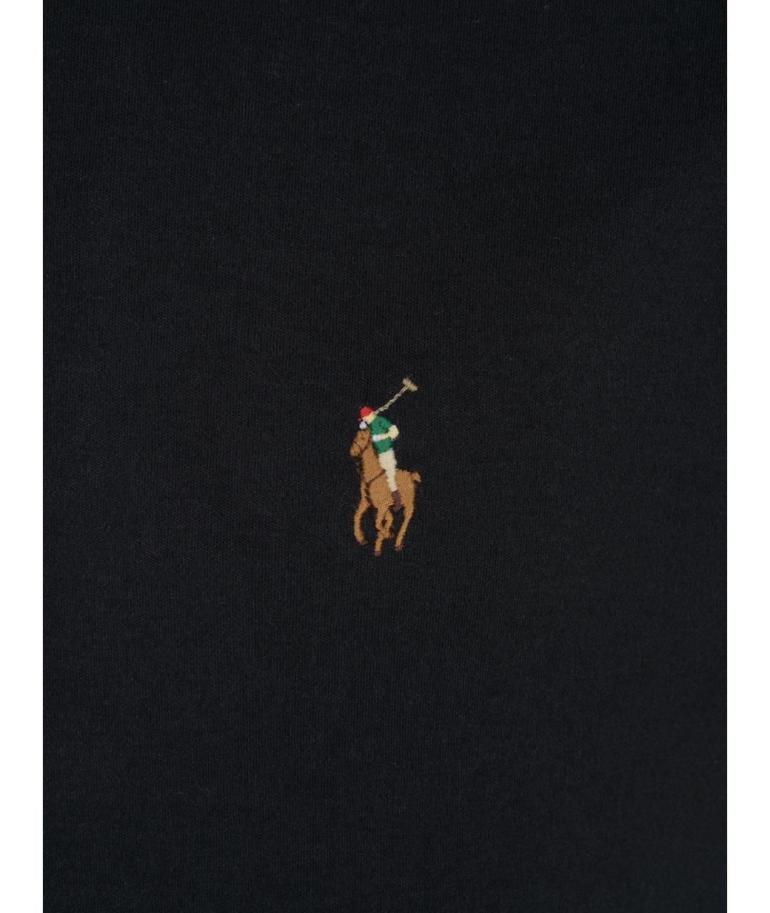 POLO RALPH LAUREN Черное хлопковое поло с коротким рукавом, фото 3