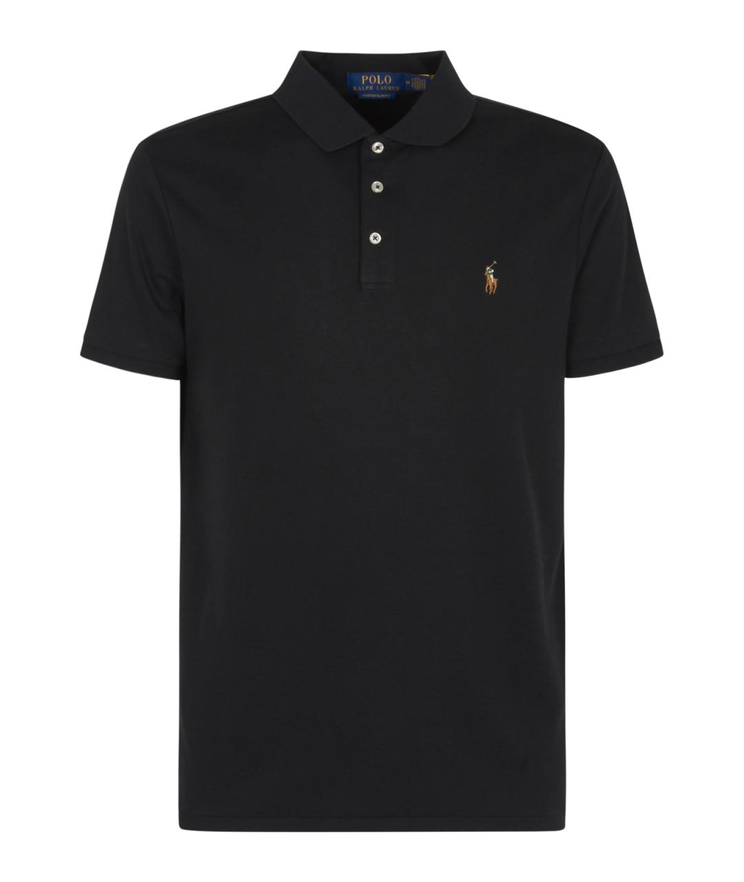 POLO RALPH LAUREN Черное хлопковое поло с коротким рукавом, фото 1