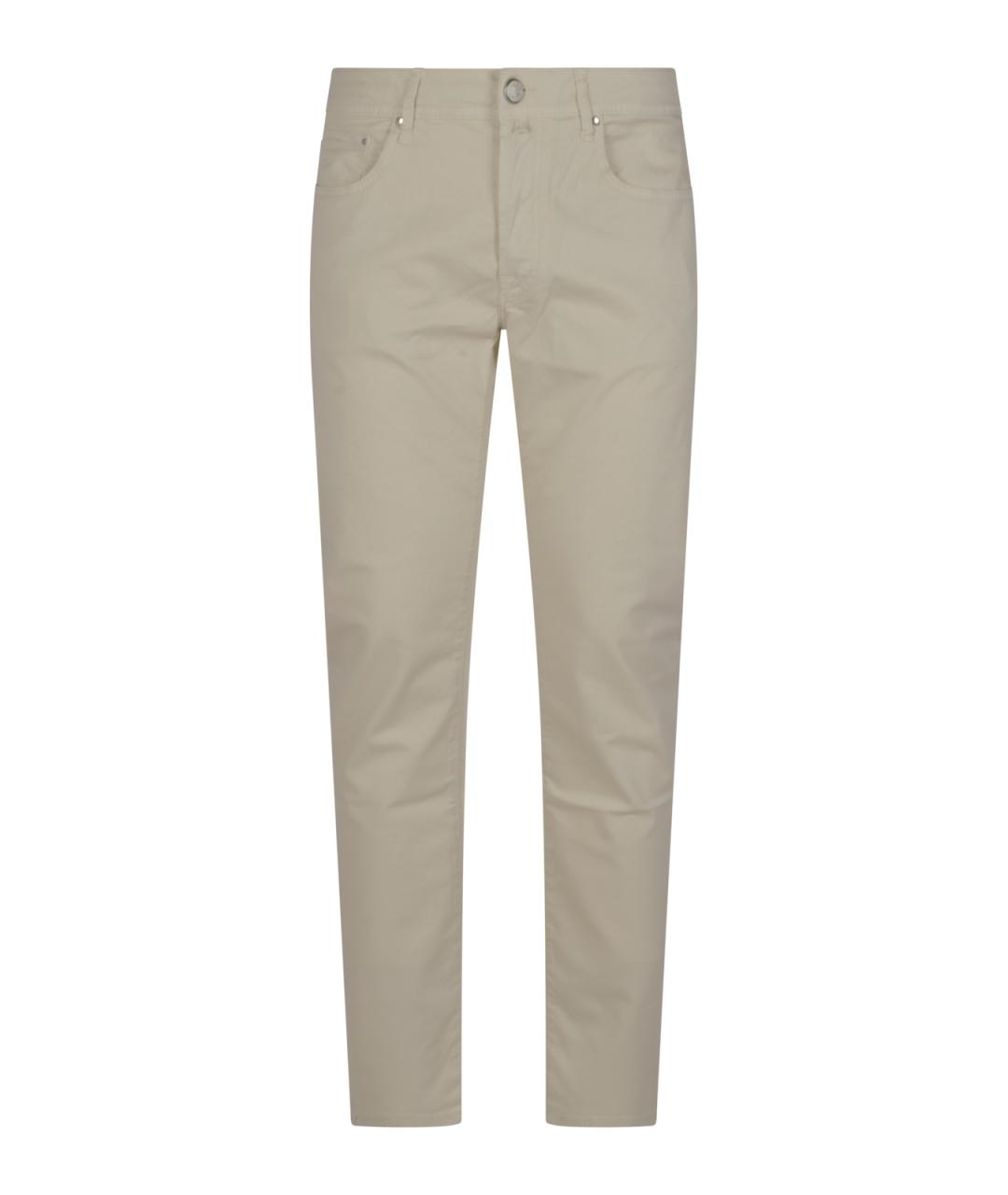 JACOB COHEN Бежевые хлопковые прямые джинсы, фото 1