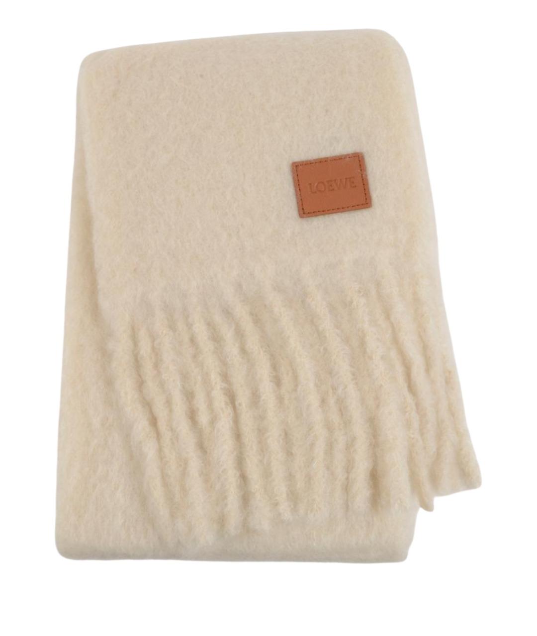 LOEWE Белый шерстяной шарф, фото 1