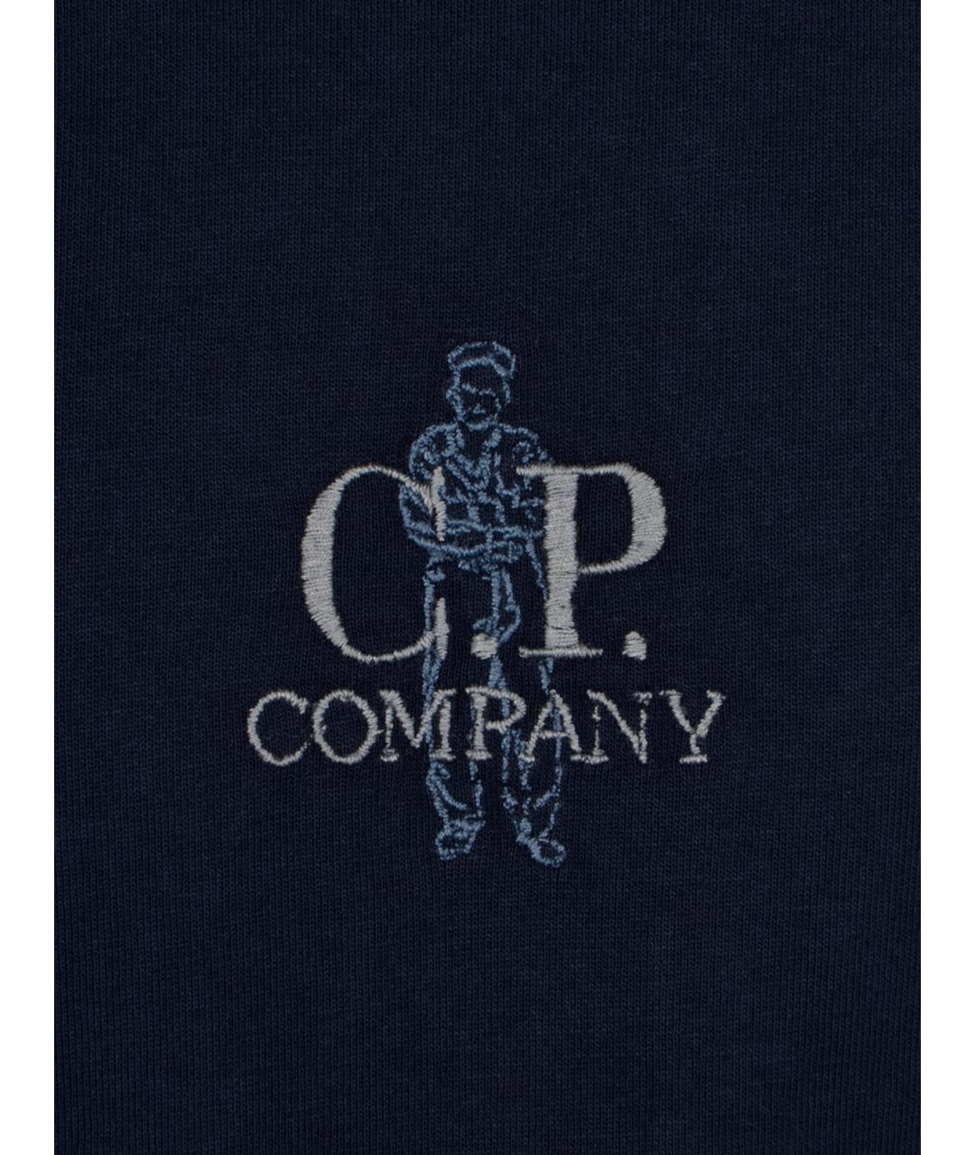 CP COMPANY Темно-синяя хлопковая футболка, фото 3