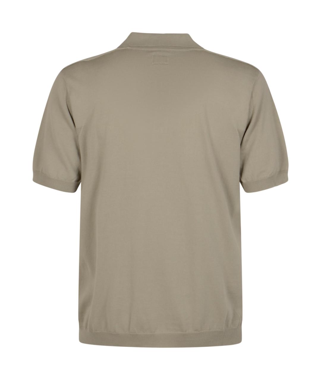CP COMPANY Бежевое хлопковое поло с коротким рукавом, фото 2