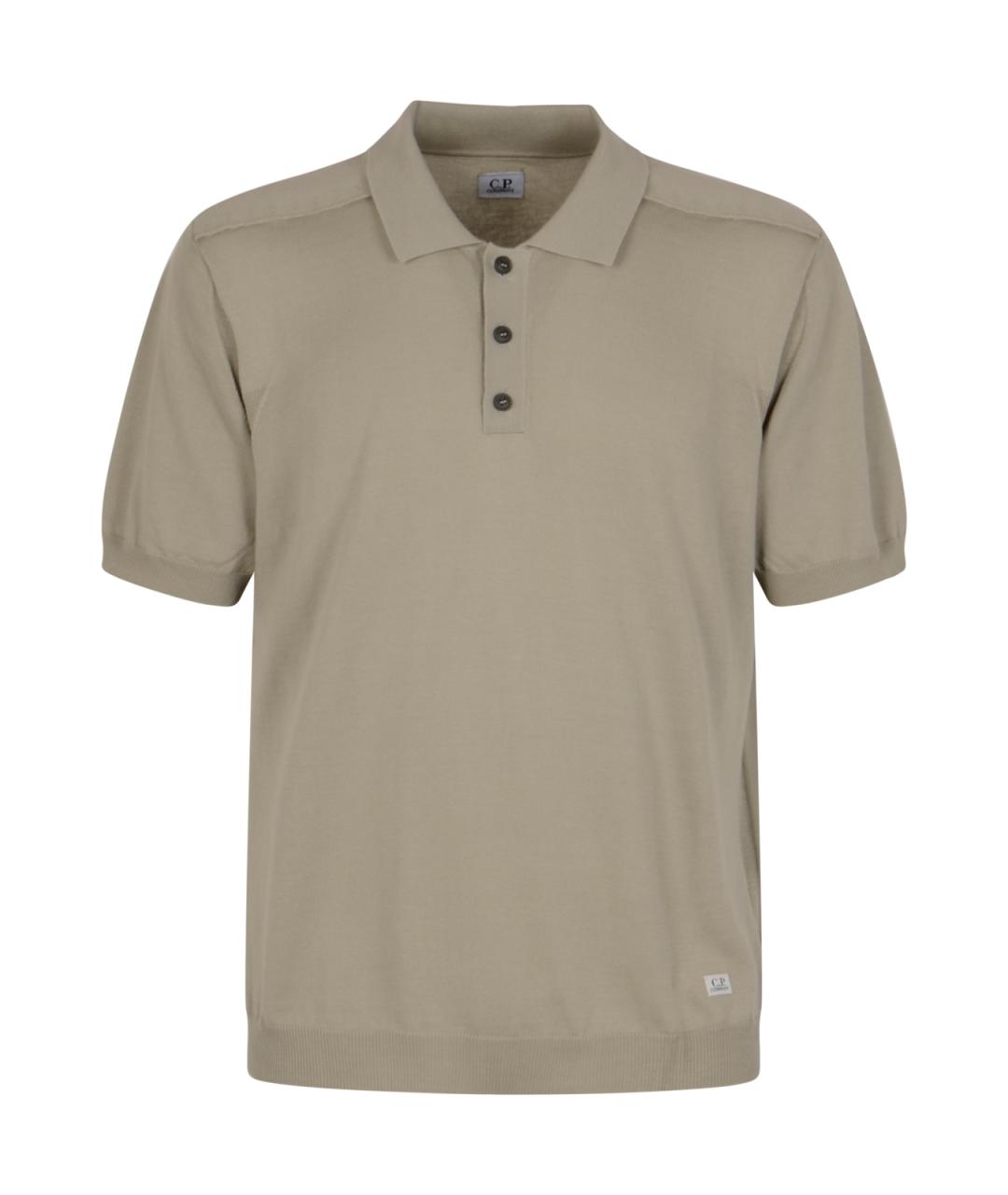 CP COMPANY Бежевое хлопковое поло с коротким рукавом, фото 1