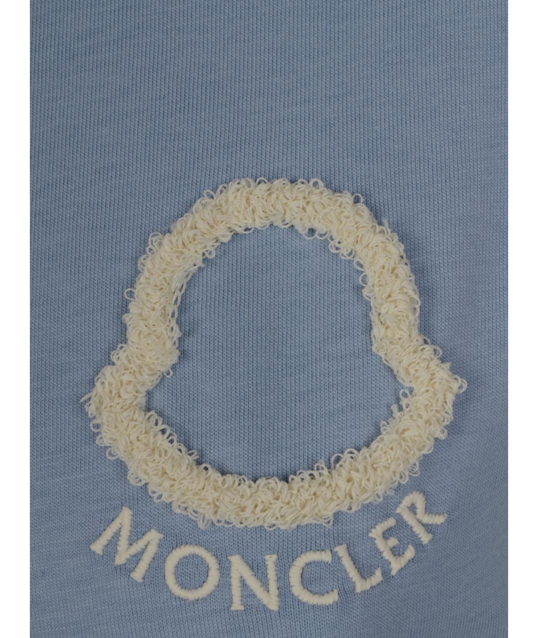 MONCLER Голубая хлопковая футболка, фото 3