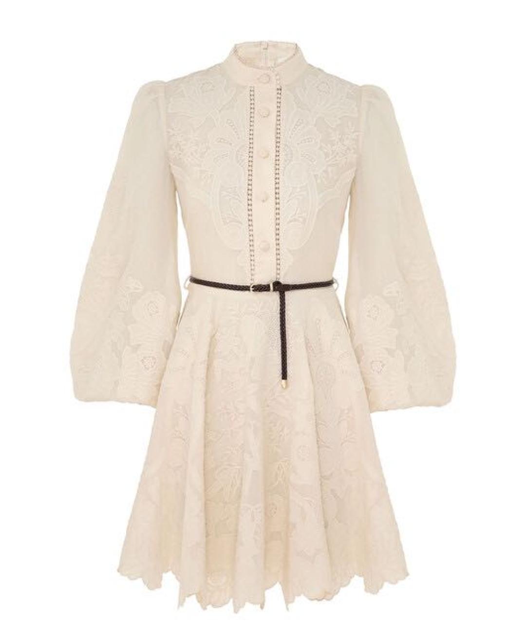 ZIMMERMANN Бежевое льняное повседневное платье, фото 1