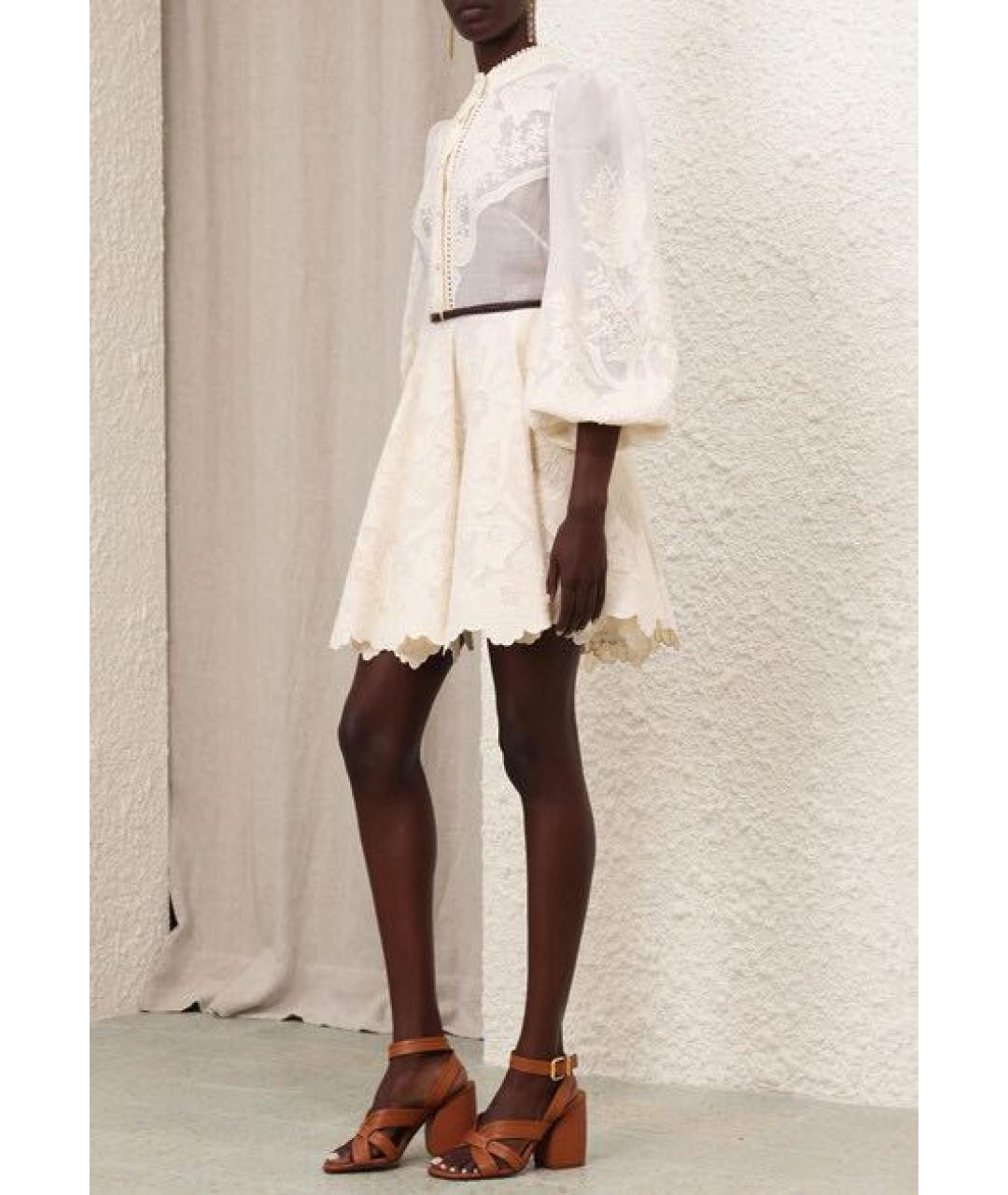 ZIMMERMANN Бежевое льняное повседневное платье, фото 6