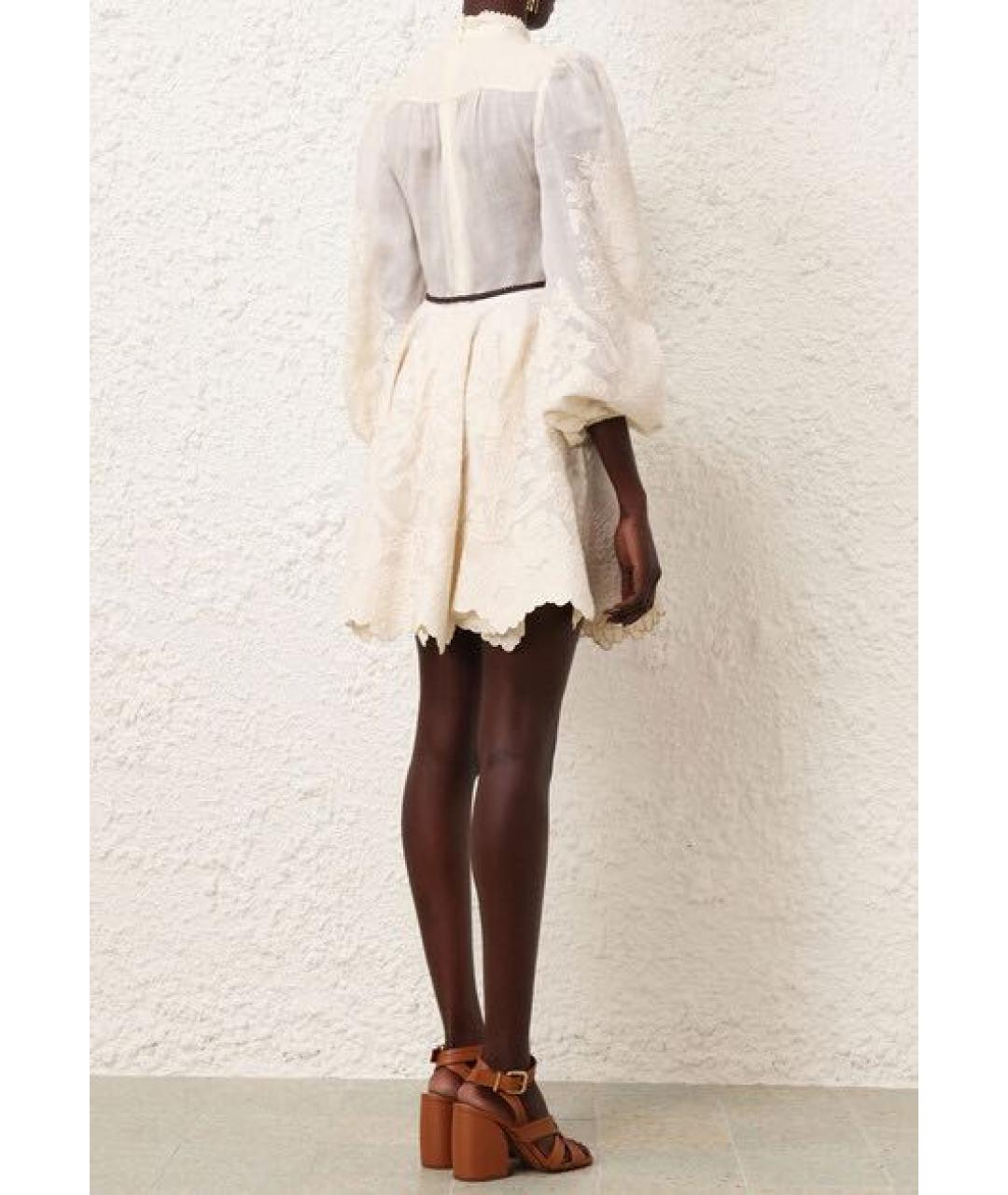 ZIMMERMANN Бежевое льняное повседневное платье, фото 2