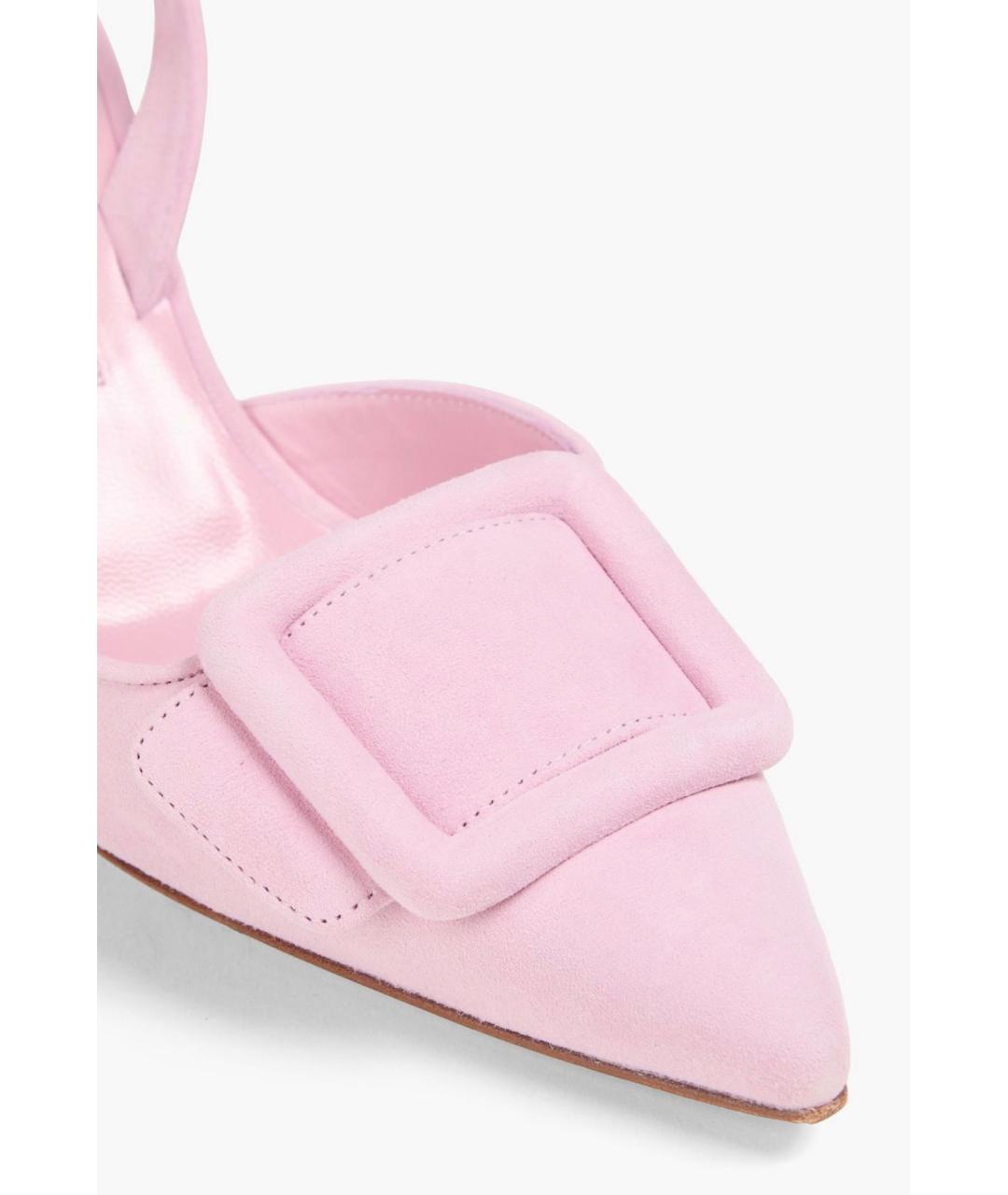 MANOLO BLAHNIK Розовые замшевые мюли, фото 4