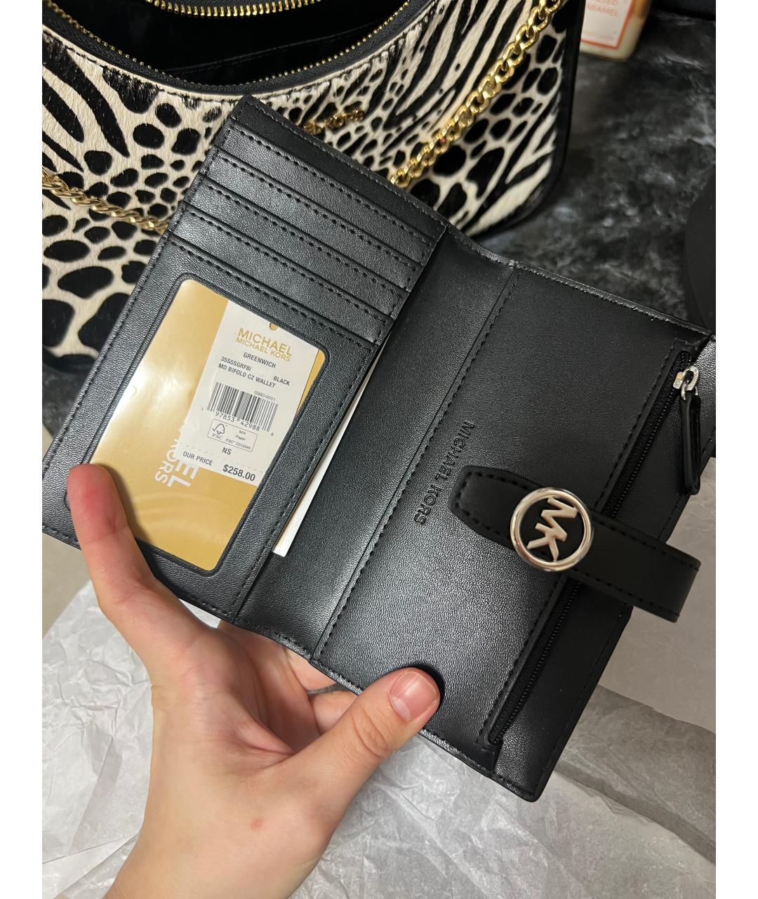 MICHAEL KORS Черный кожаный кошелек, фото 2