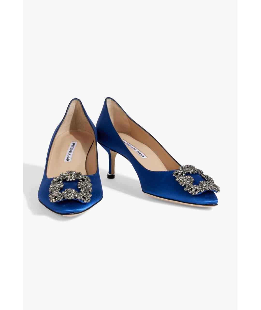 MANOLO BLAHNIK Синие текстильные туфли, фото 2