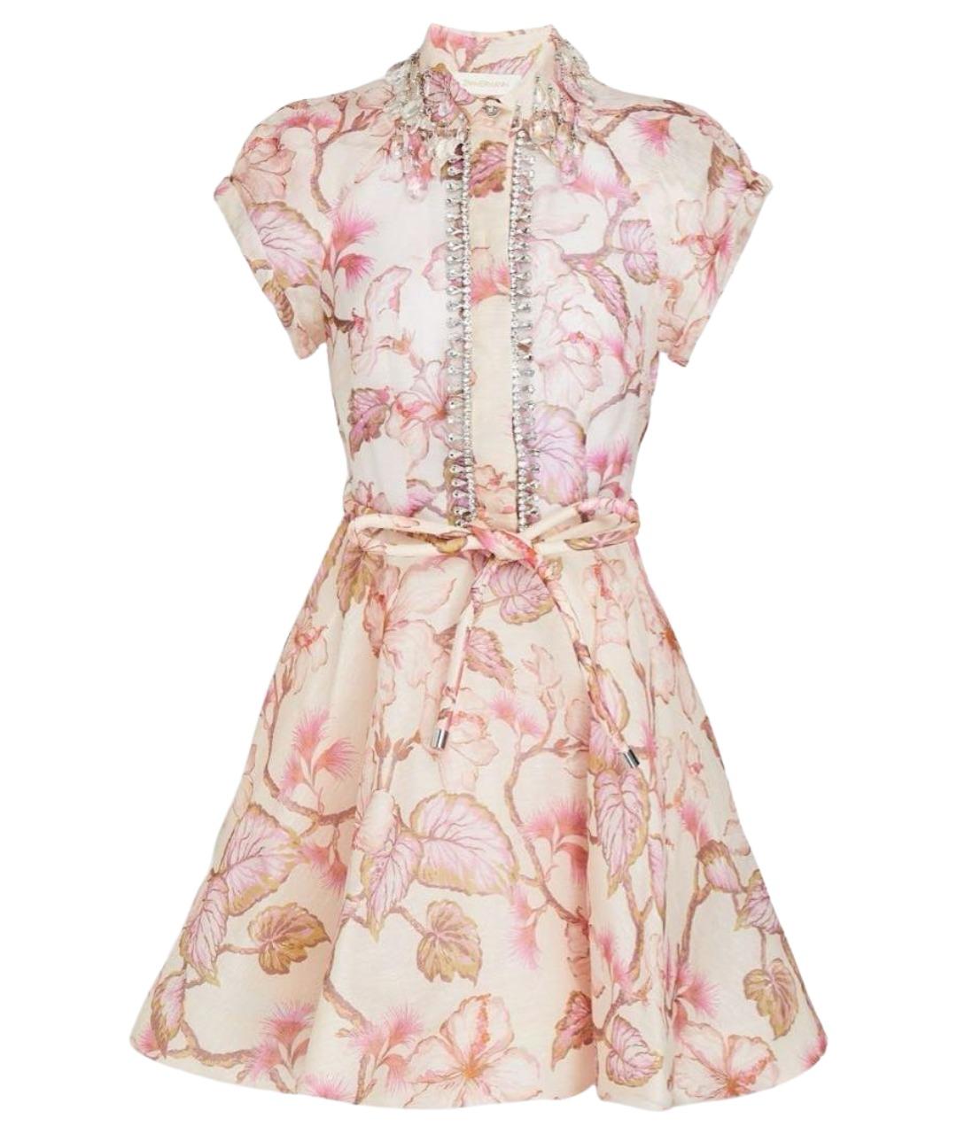 ZIMMERMANN Розовое льняное повседневное платье, фото 1