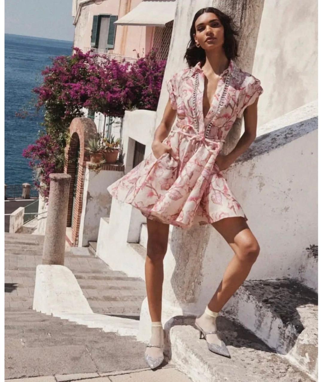 ZIMMERMANN Розовое льняное повседневное платье, фото 7