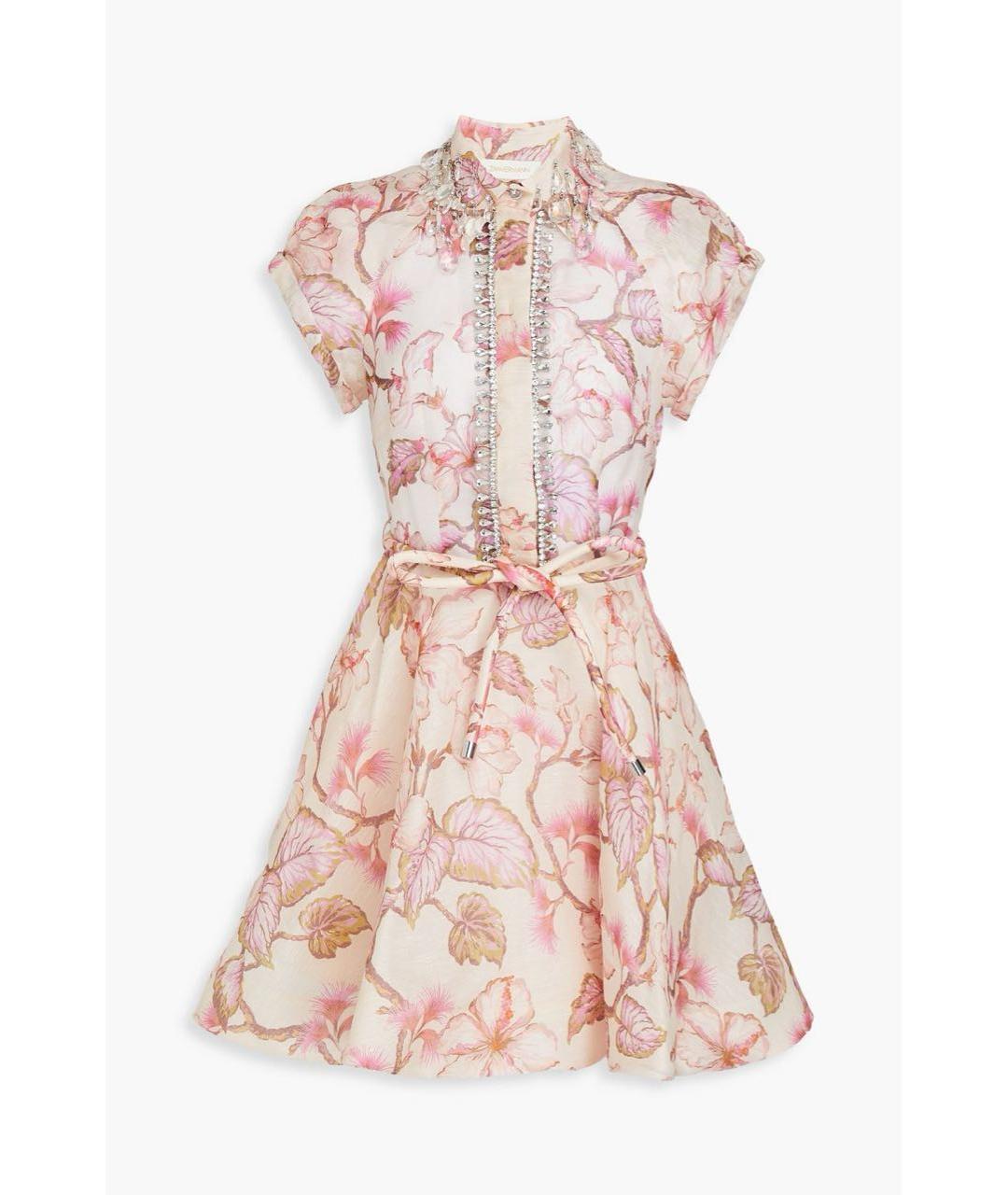 ZIMMERMANN Розовое льняное повседневное платье, фото 8