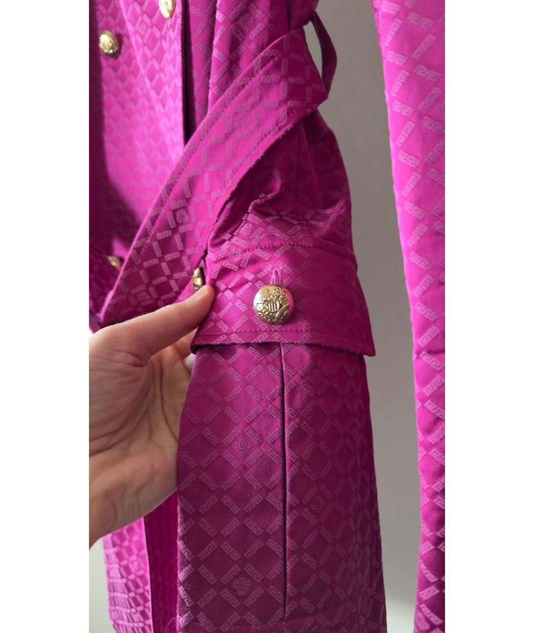 VERSACE Розовый хлопковый тренч/плащ, фото 8