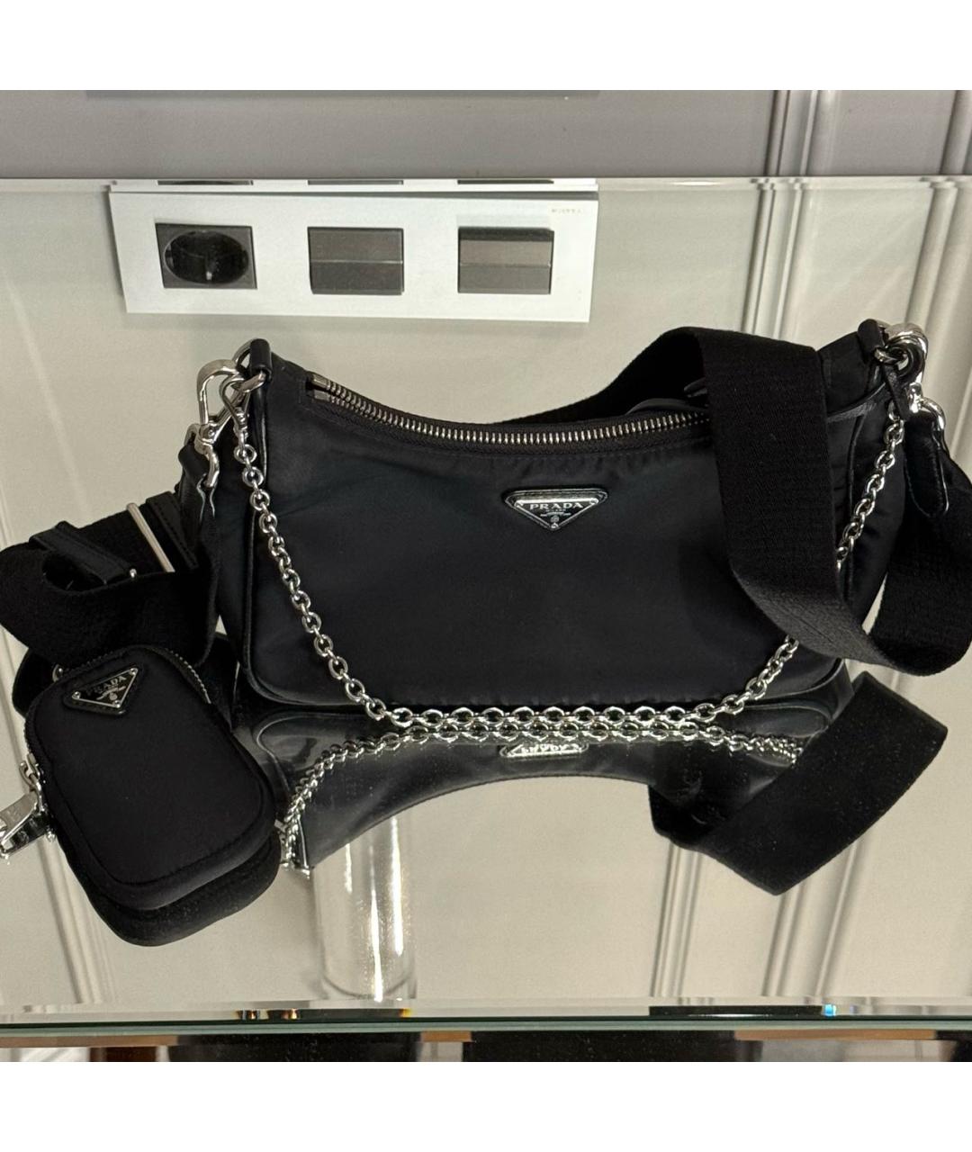 PRADA Черная синтетическая сумка через плечо, фото 6