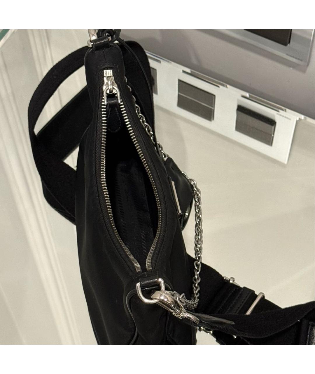 PRADA Черная синтетическая сумка через плечо, фото 4