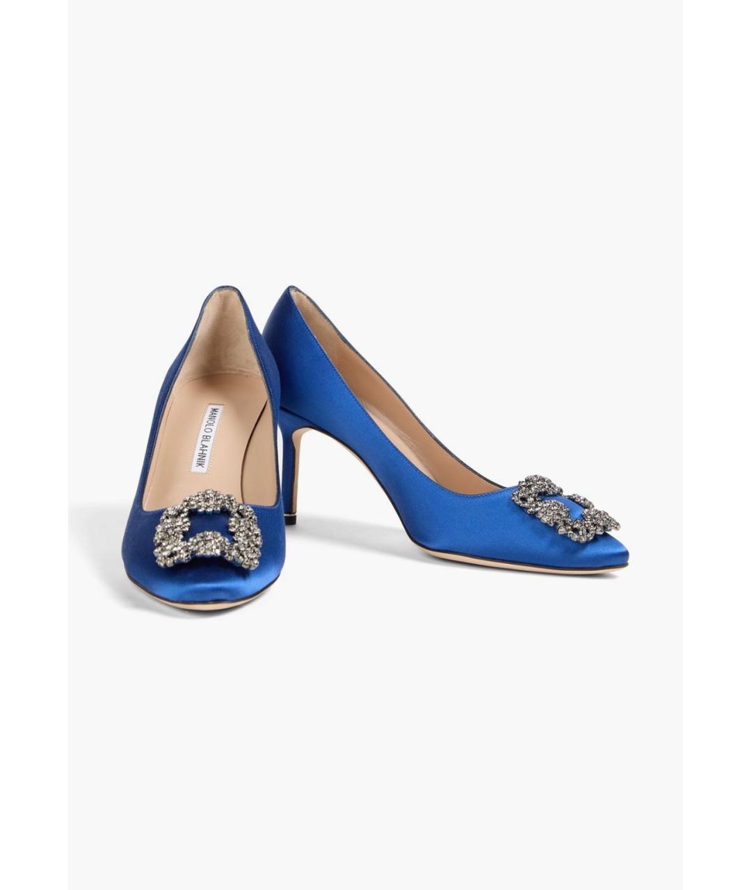 MANOLO BLAHNIK Синие текстильные туфли, фото 2