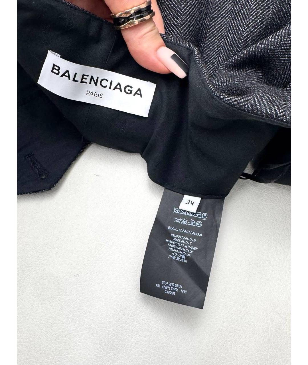 BALENCIAGA Антрацитовые шерстяные прямые брюки, фото 4