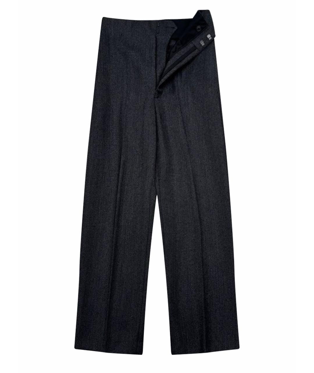 BALENCIAGA Антрацитовые шерстяные прямые брюки, фото 1