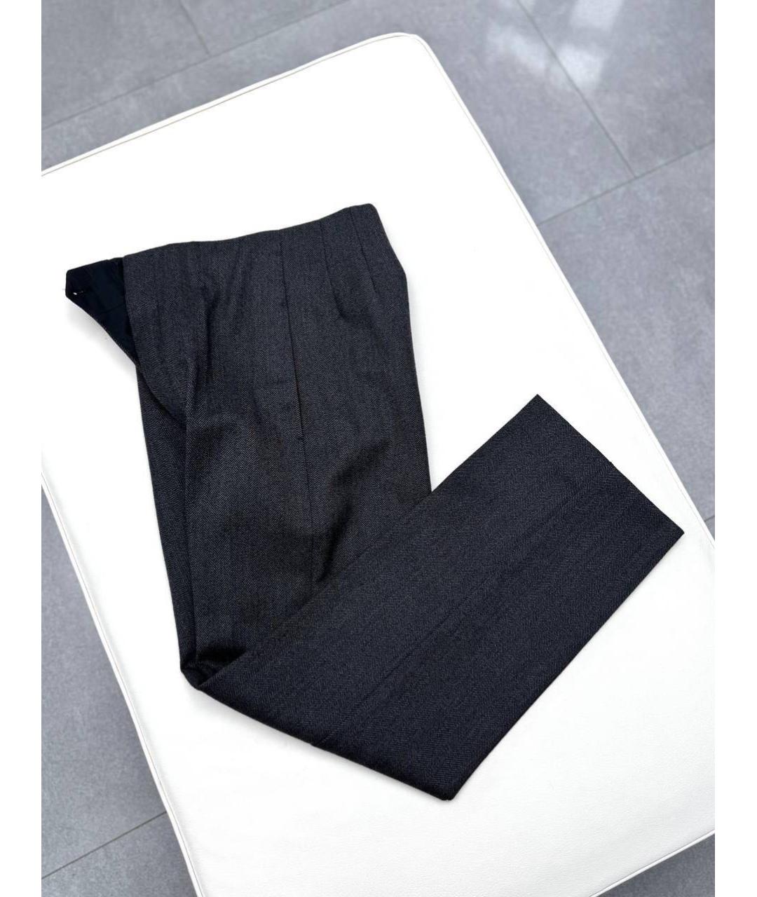 BALENCIAGA Антрацитовые шерстяные прямые брюки, фото 5