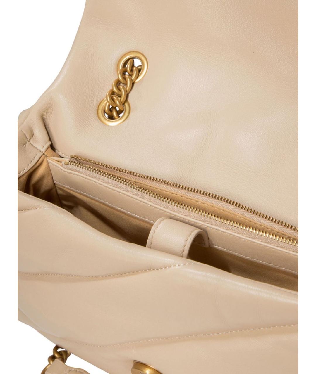 PINKO Бежевая кожаная сумка через плечо, фото 3