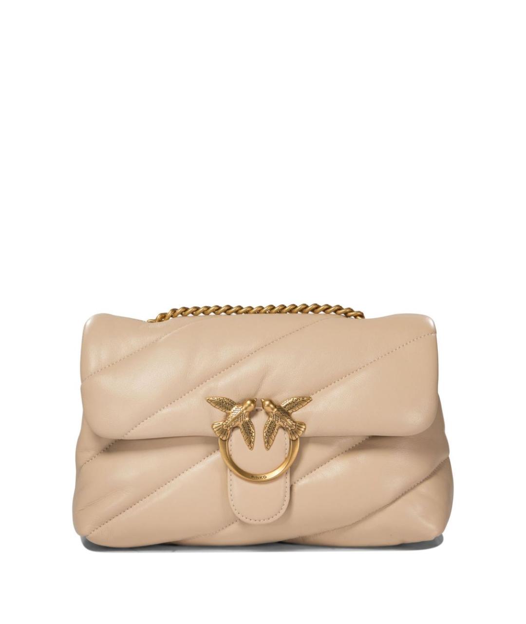 PINKO Бежевая кожаная сумка через плечо, фото 1