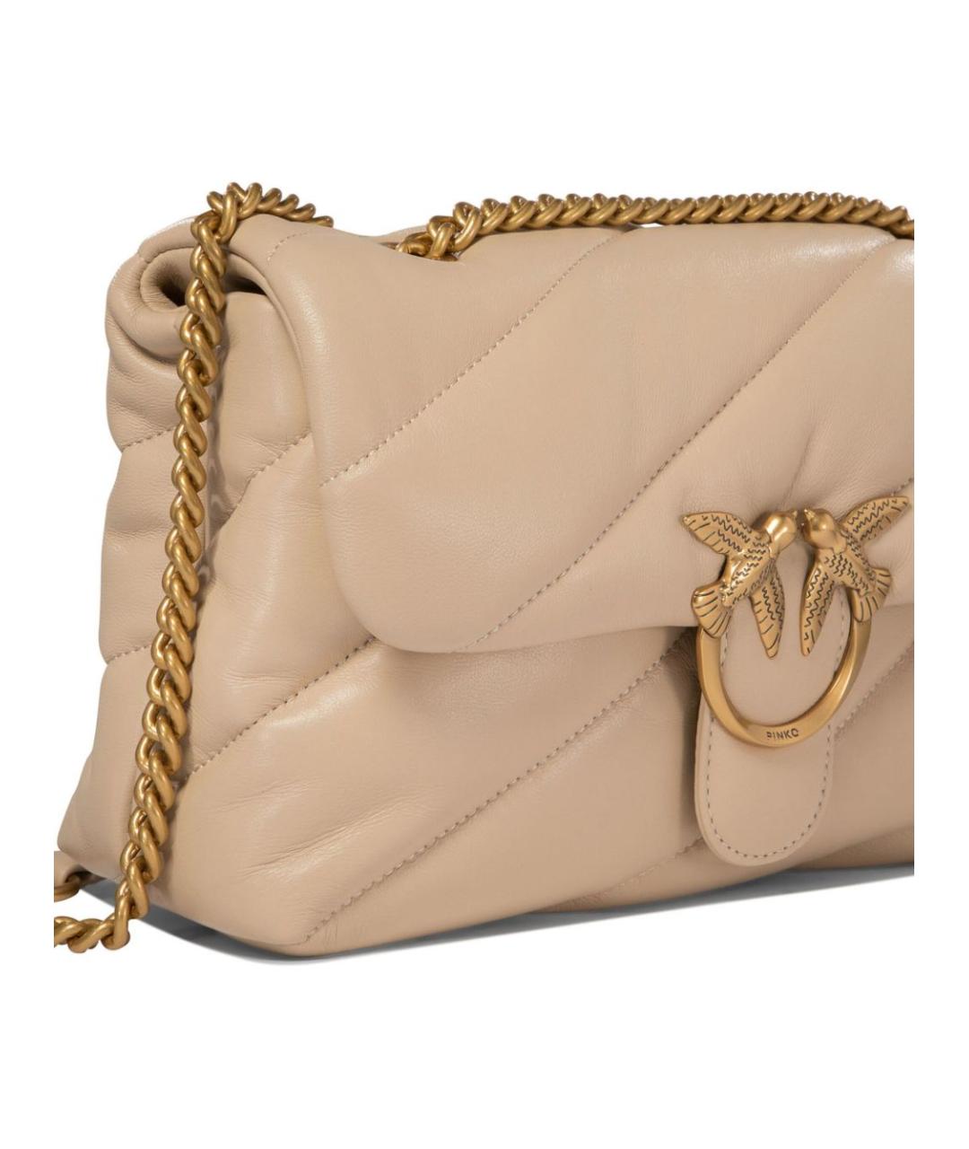 PINKO Бежевая кожаная сумка через плечо, фото 4