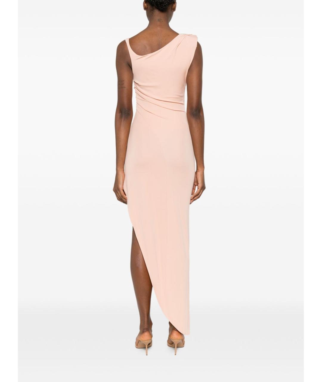 ELISABETTA FRANCHI Бежевое вискозное коктейльное платье, фото 5