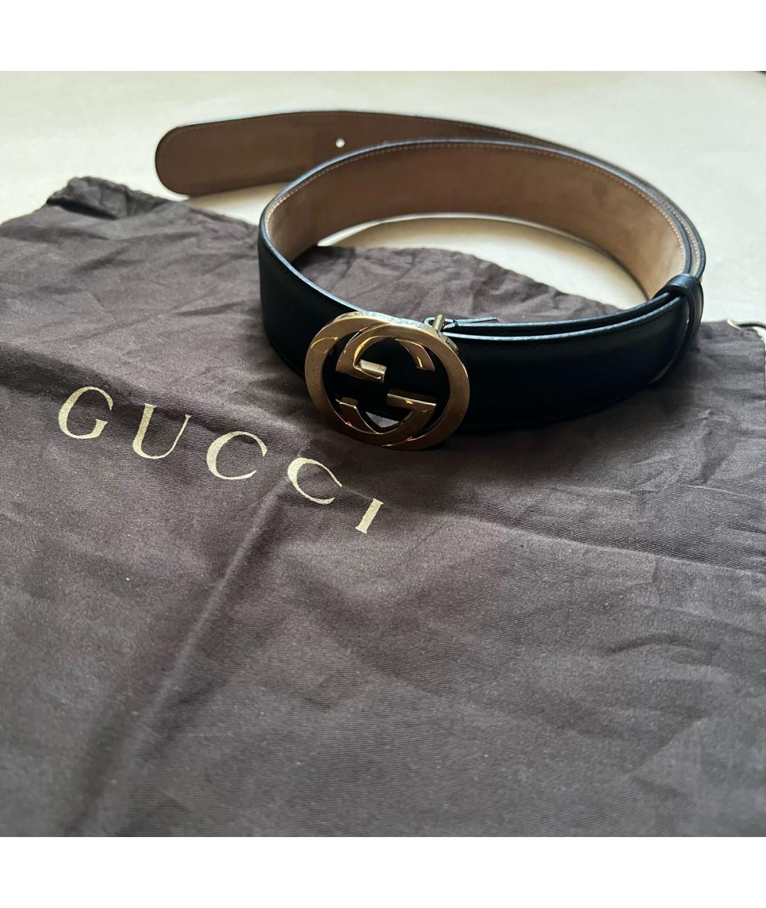 GUCCI Черный кожаный ремень, фото 2