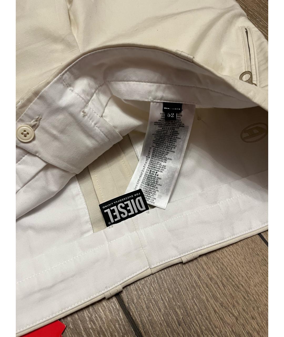 DIESEL Белые хлопковые повседневные брюки, фото 4