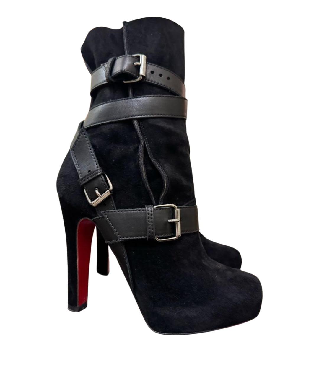 CHRISTIAN LOUBOUTIN Черные замшевые ботильоны, фото 1