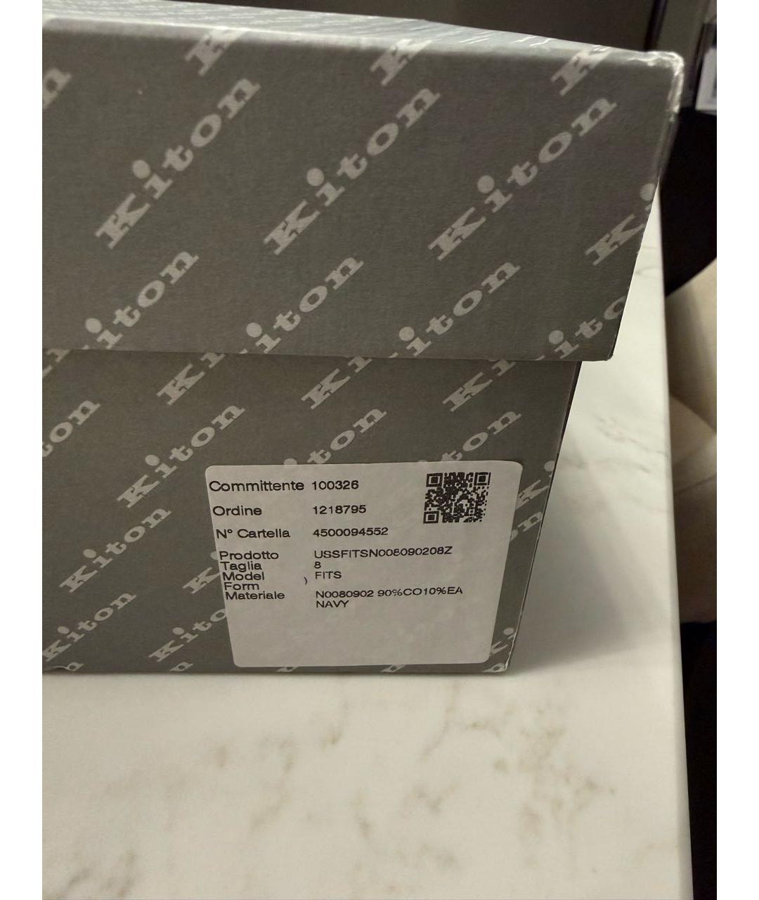 KITON Темно-синие текстильные низкие кроссовки / кеды, фото 6