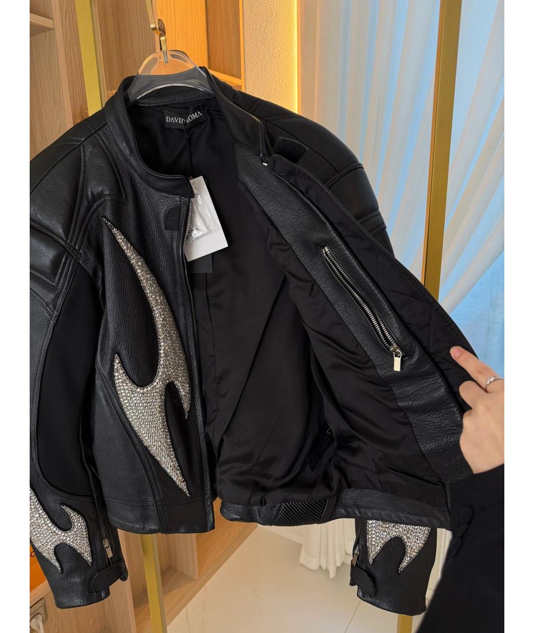 DAVID KOMA Черная кожаная куртка, фото 4