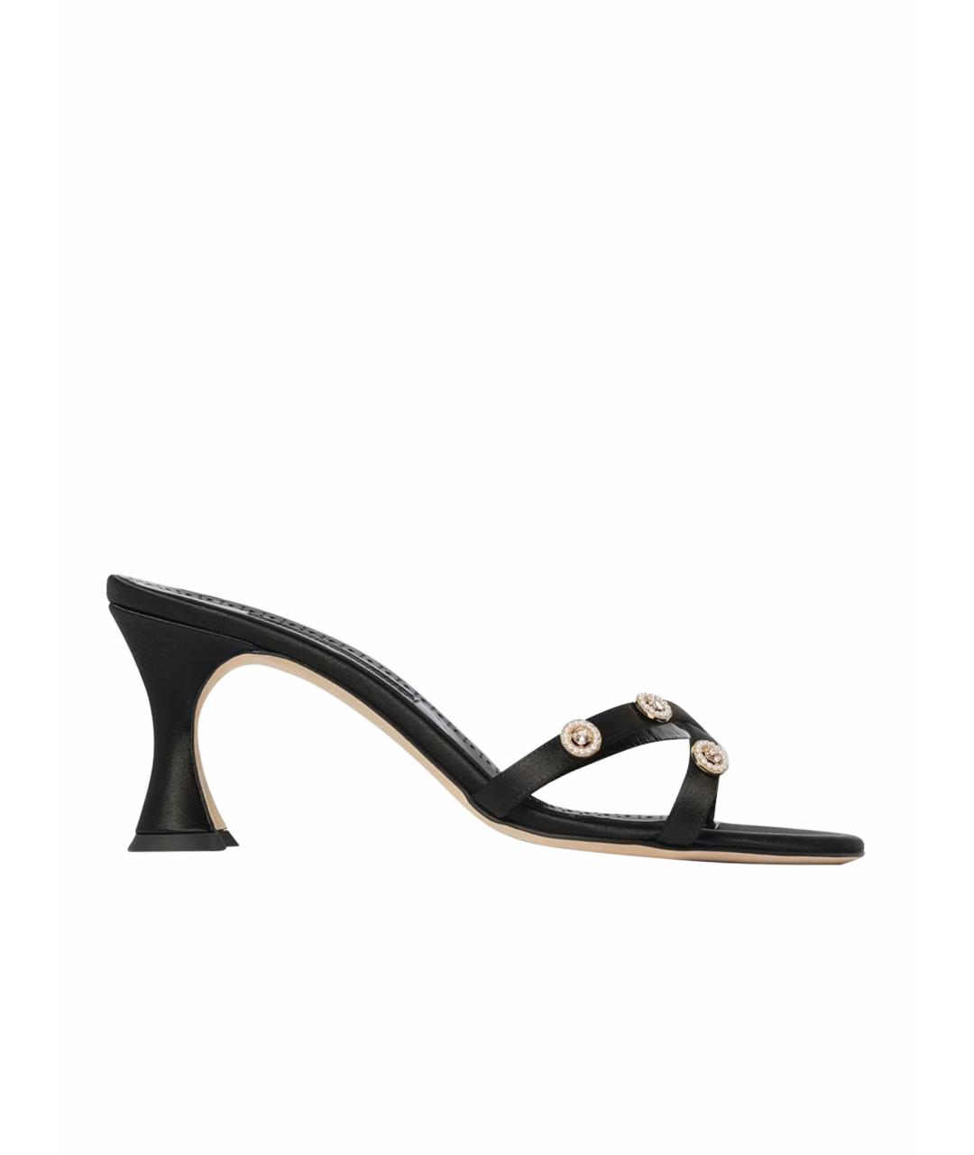 MANOLO BLAHNIK Черные текстильные мюли, фото 1