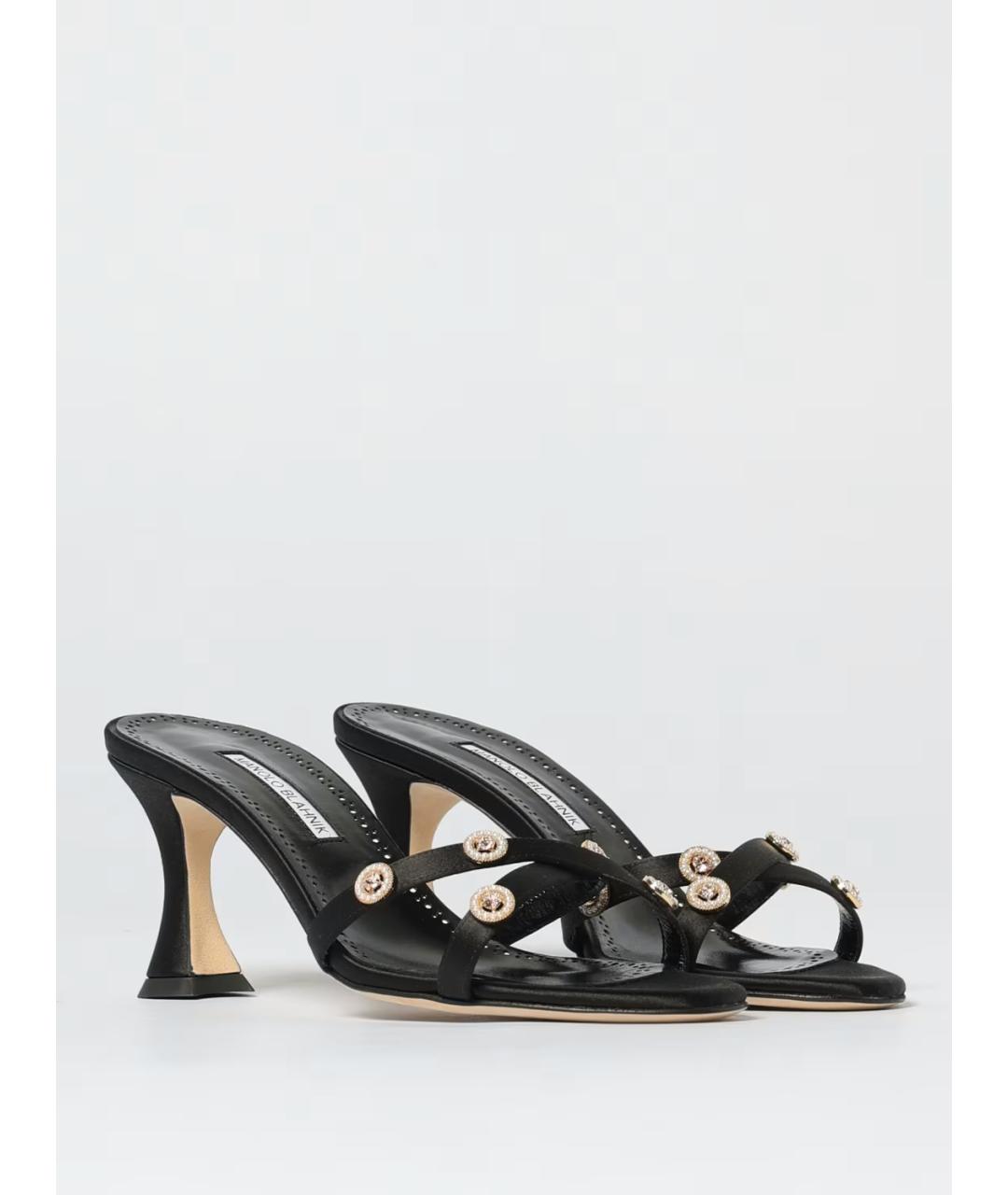 MANOLO BLAHNIK Черные текстильные мюли, фото 2