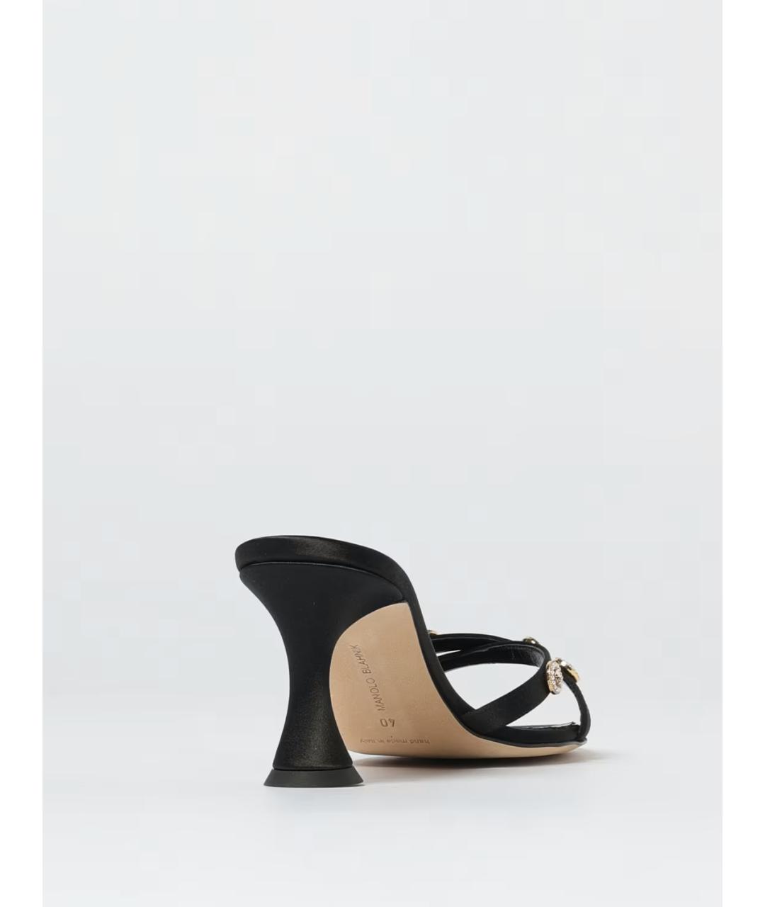 MANOLO BLAHNIK Черные текстильные мюли, фото 4