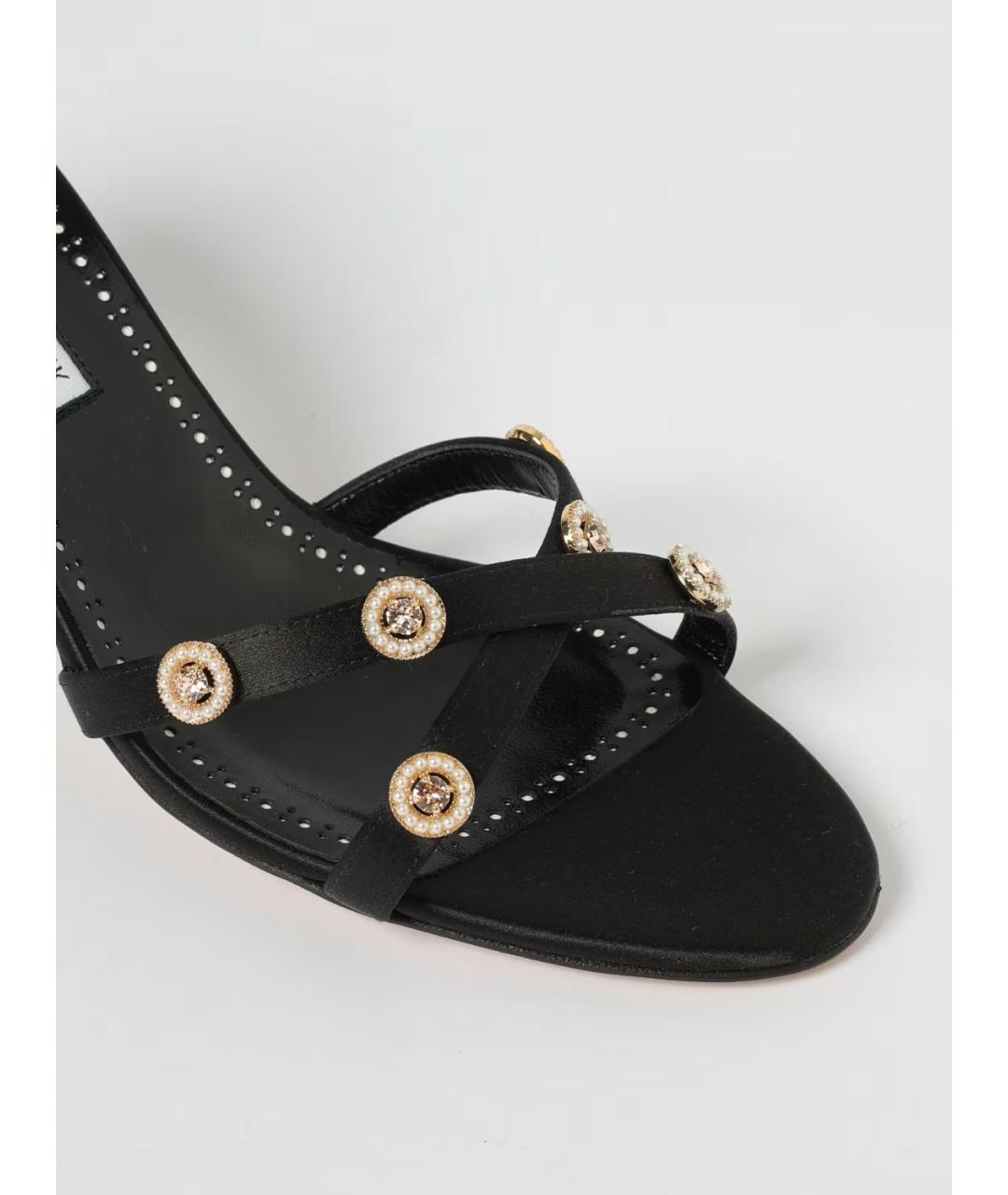 MANOLO BLAHNIK Черные текстильные мюли, фото 3